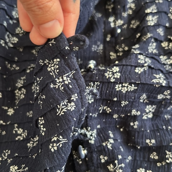 Maeve Anthropologie Floral Navy Blue Women's Long Sleeved Top Size Large P - Picture 7 of 11